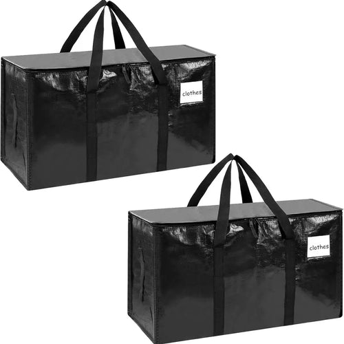 6-Pack 25-Gal Extra Large Zippered Clothes Storage Bags, Heavy-Duty Coated PE Foldable Waterproof Organizer with Fygrip Comfortable Grip, Reinforced Handles, Tag Pockets, 29"L X14"W X13"H, 65 Lbs Capacity for Moving, Storage Organization