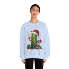 Christmas Pickle Sweatshirt – Cute Santa Hat Pickle with Candy Cane & Hot Cocoa