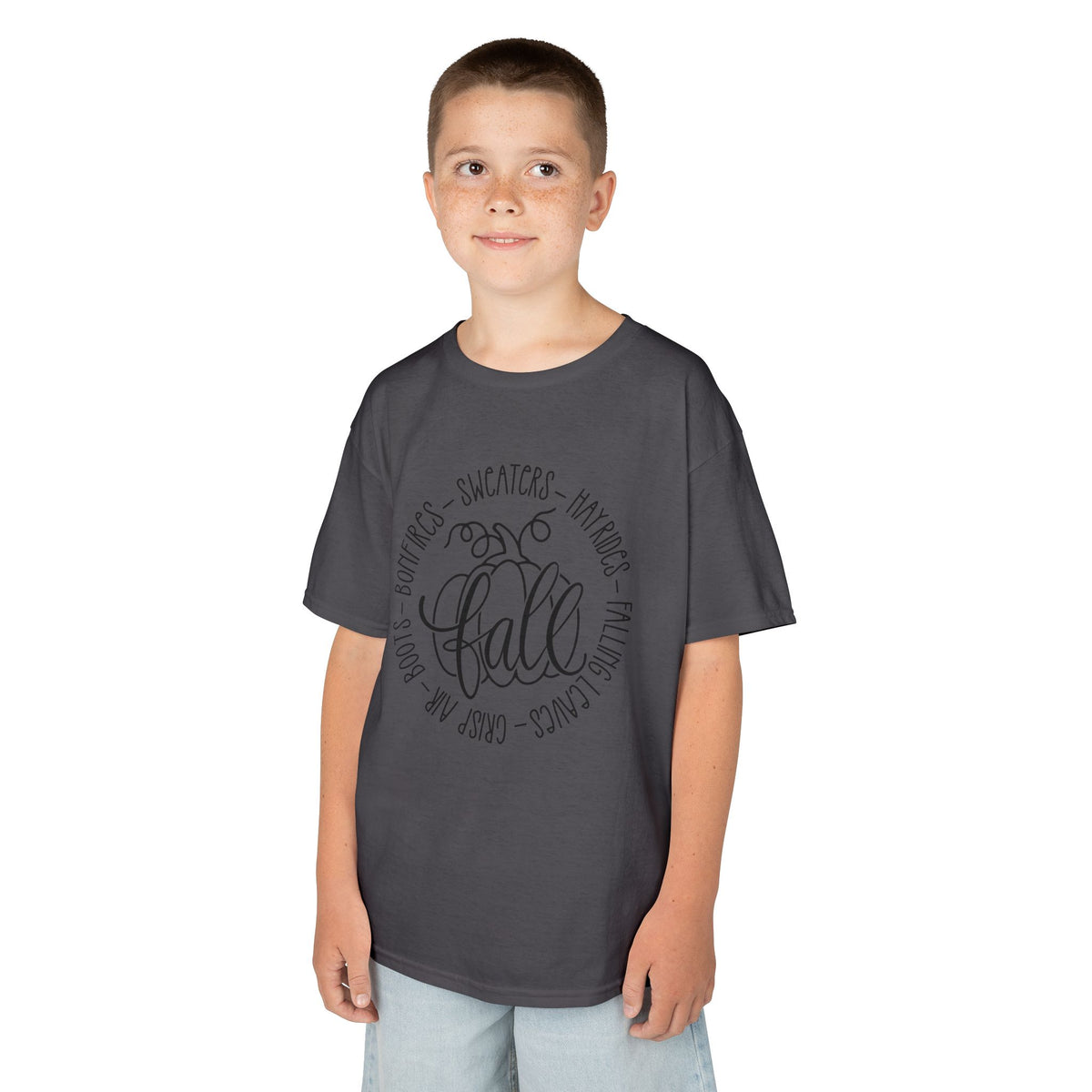 Kids 'Hello Fall' Tee — Playful Pumpkin & Autumn Words
