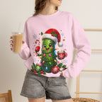 Christmas Pickle Sweatshirt – Cute Santa Hat Pickle with Candy Cane & Hot Cocoa