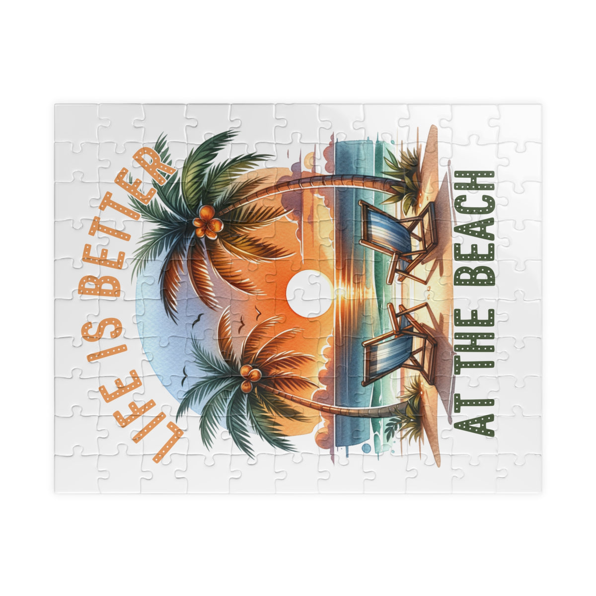 Beach Sunset Puzzle - "Life Is Better at the Beach" Jigsaw (110-1014 pcs)