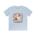 Kids Tee — "Too Cute to Spook" Halloween Ghost Shirt