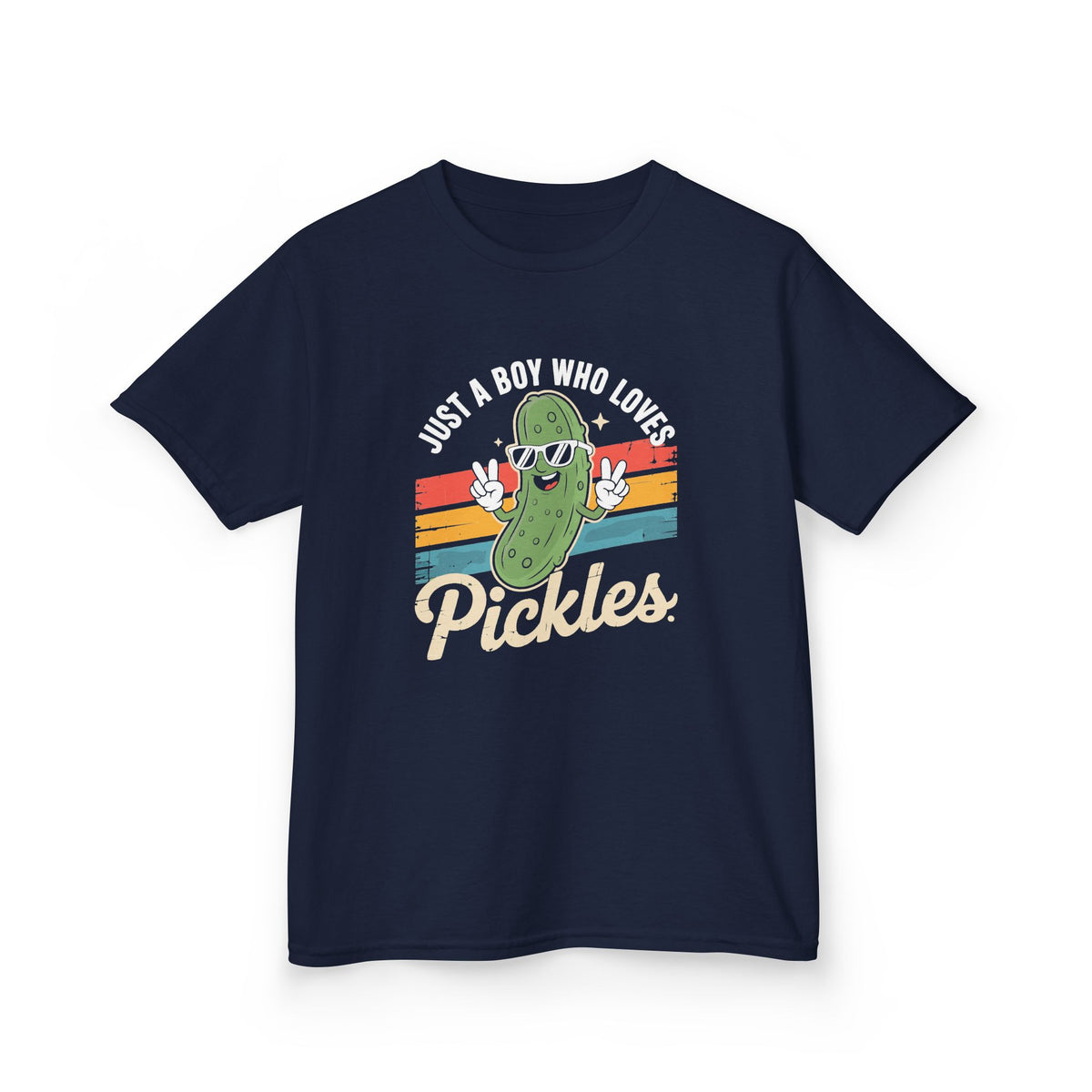 Kids Tee - "Just A Boy Who Loves Pickles" Retro Pickle Graphic