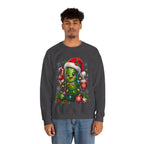 MD - Christmas Pickle Sweatshirt – Cute Holiday Pickle in Santa Hat with Candy Cane & Hot Cocoa