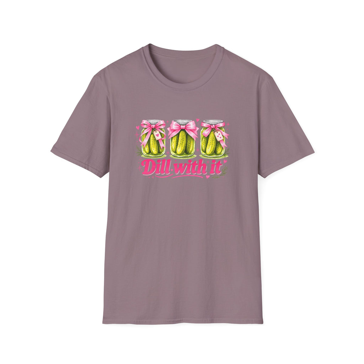 Dill With It T-Shirt – Cute Pickle Jars with Bows, Fun Pun Tee