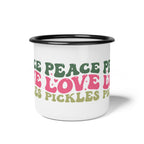 Enamel Camp Cup — 'Peace Love Pickles' Retro Camping Mug
