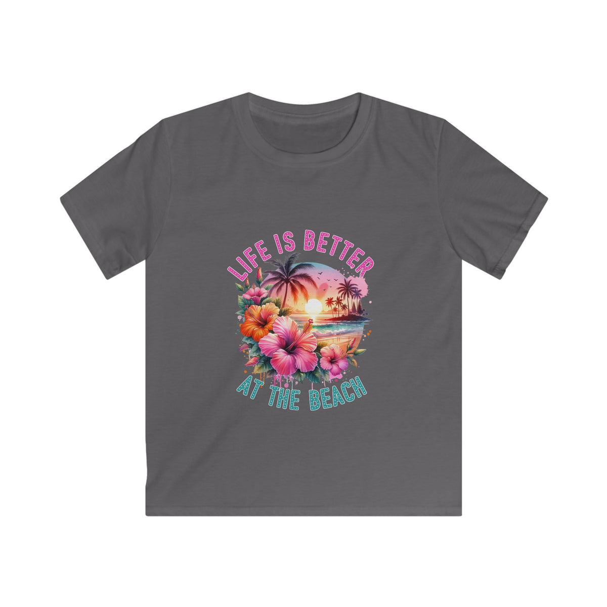 Kids Tee "Life Is Better at the Beach" — Tropical Seashell & Starfish Design