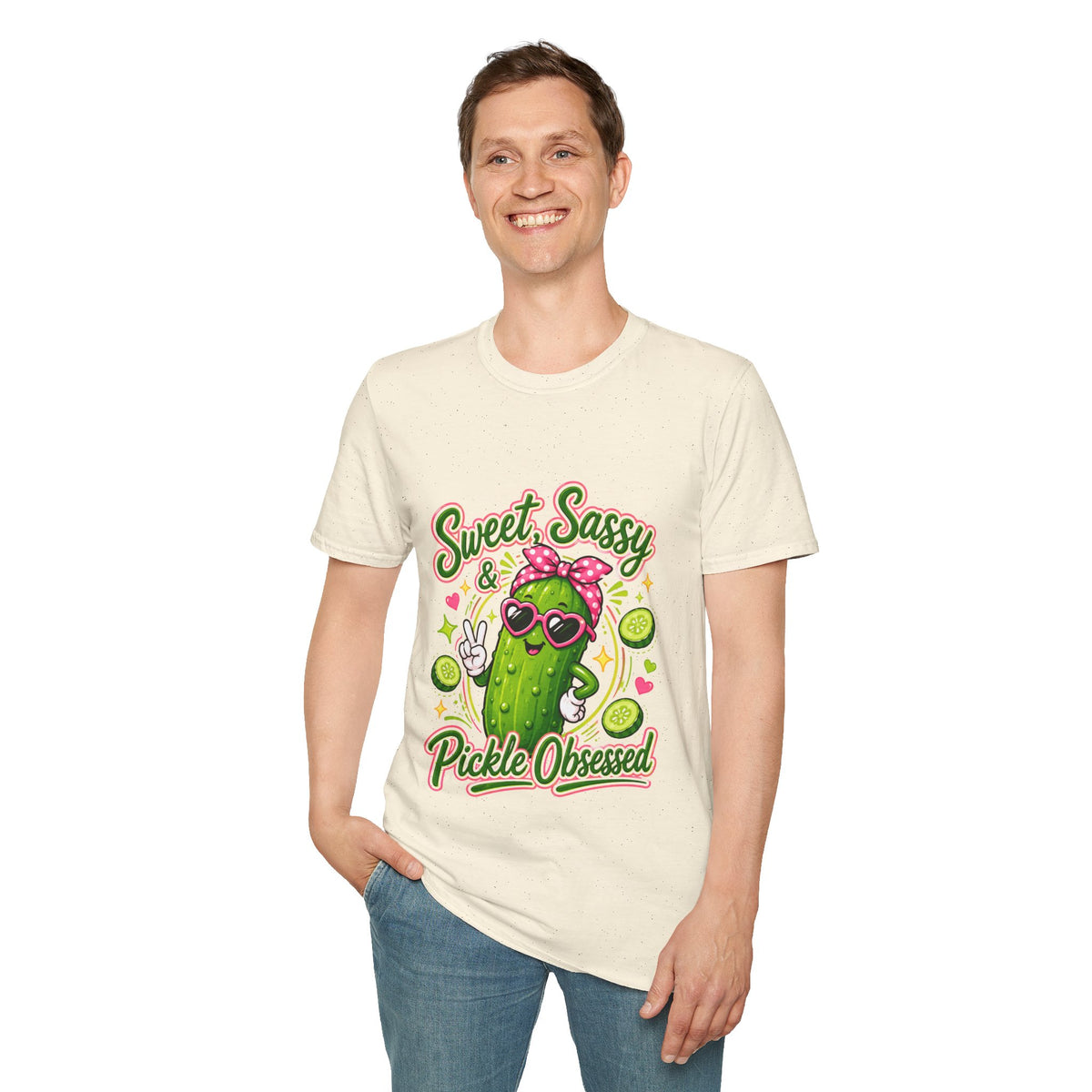 Sweet Sassy Pickle T-Shirt — "Sweet, Sassy & Pickle Obsessed" Cute Cactus/Pickle Graphic Tee