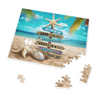Beach Signpost Jigsaw Puzzle with Tin — 'Salt in the Air, Sand in My Hair' Seaside Puzzle Gift