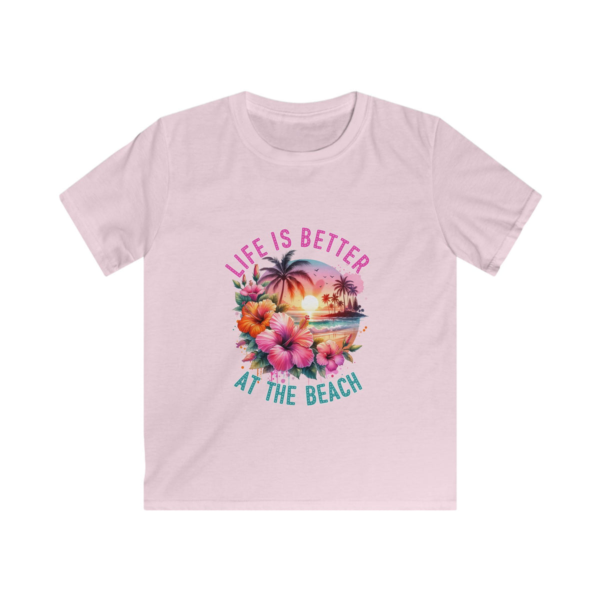 Kids Tee "Life Is Better at the Beach" — Tropical Seashell & Starfish Design