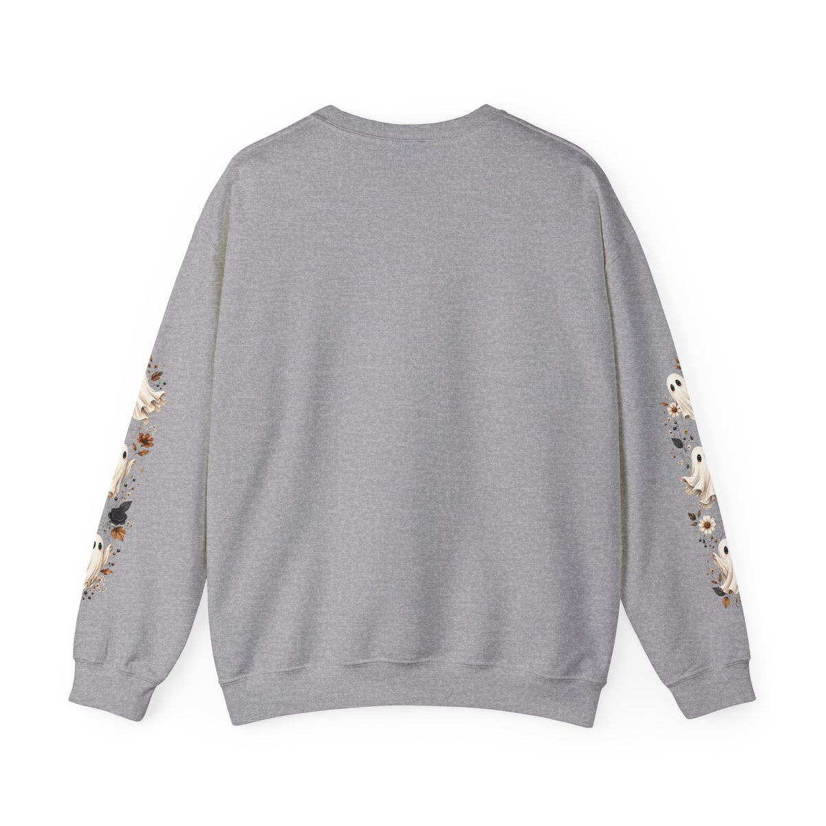 Ghost & Sunflower Crewneck Sweatshirt — Spooky Autumn Floral Pullover