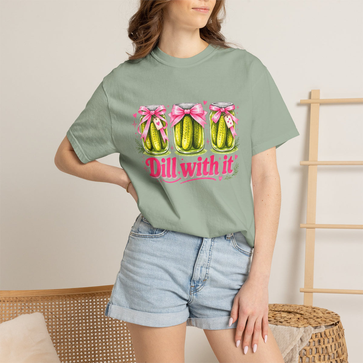 Dill With It T-Shirt — Cute Pickle Graphic Tee for Foodie & Mom Gifts
