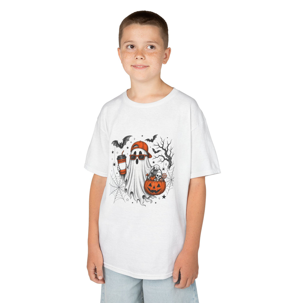 Kids Halloween Ghost Tee - Cute Pumpkin & Candy Corn Costume