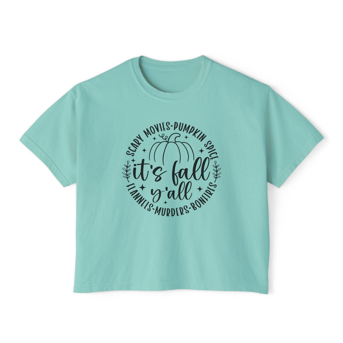 Fall Vibes Boxy Tee — "It's Fall Y'all" Pumpkin Graphic