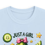 Kids Tee — "Just a Girl Who Loves Pickles" Cute Cactus Pickle Graphic