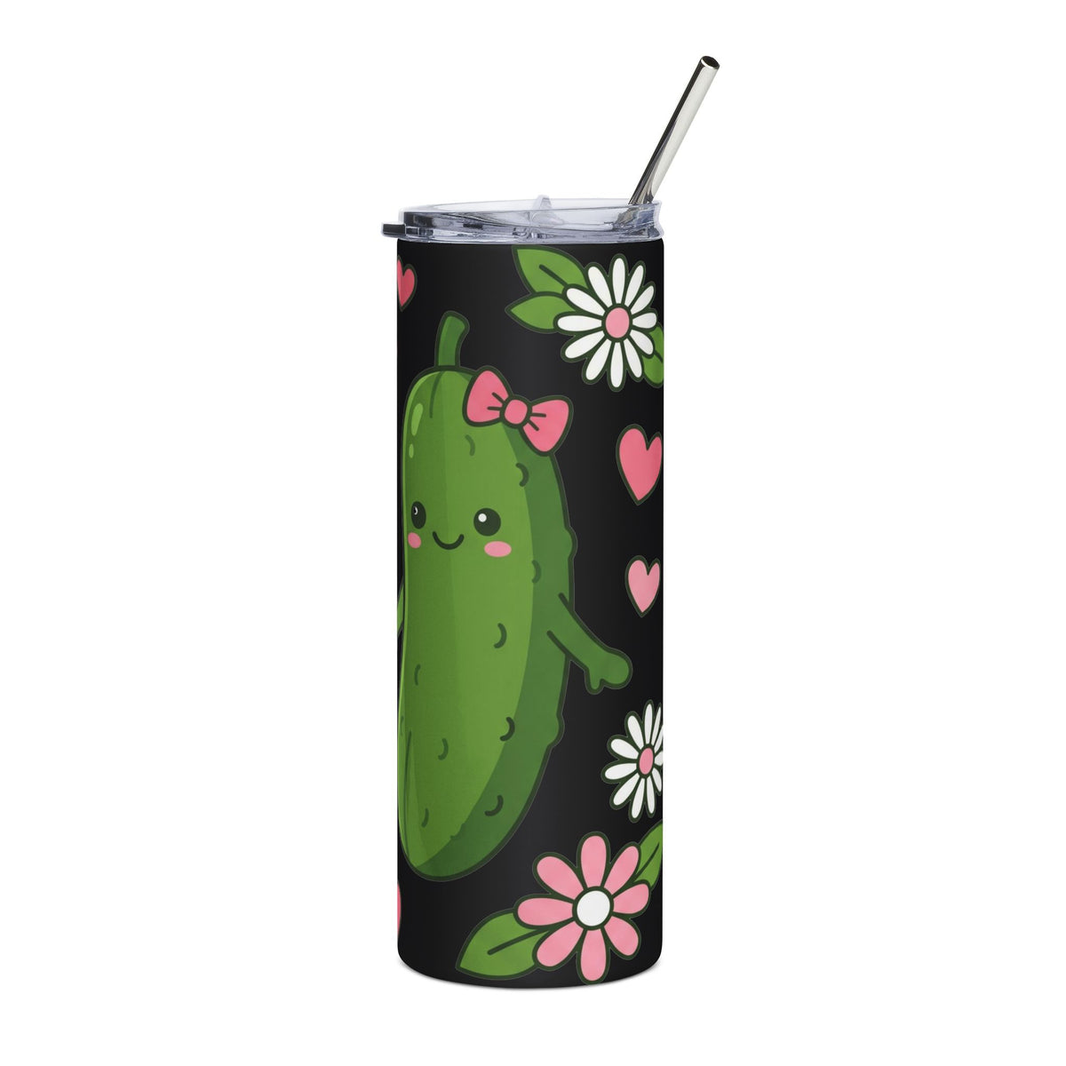 Cute Pickle Couple 20oz Stainless Tumbler — Kawaii Pickle Love Travel Cup