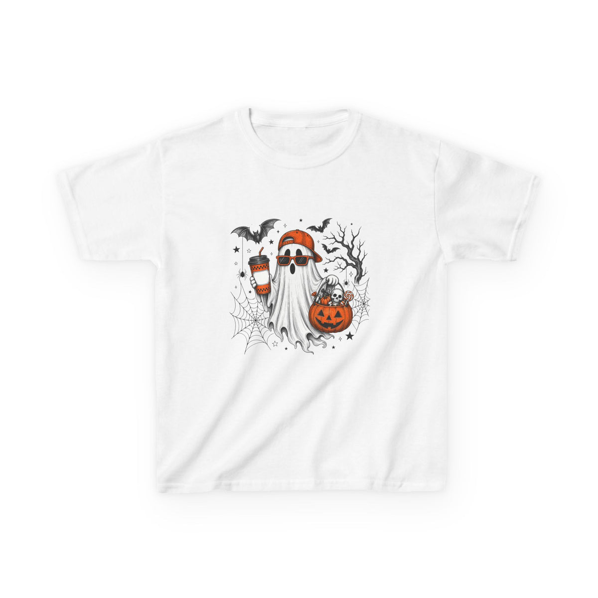 Kids Halloween Ghost Tee - Cute Pumpkin & Candy Corn Costume
