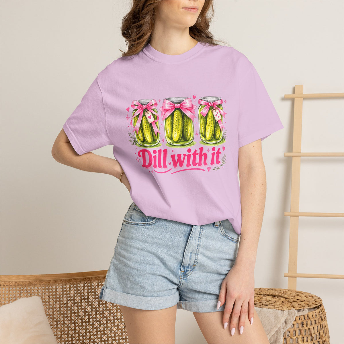 Dill With It T-Shirt — Cute Pickle Graphic Tee for Foodie & Mom Gifts
