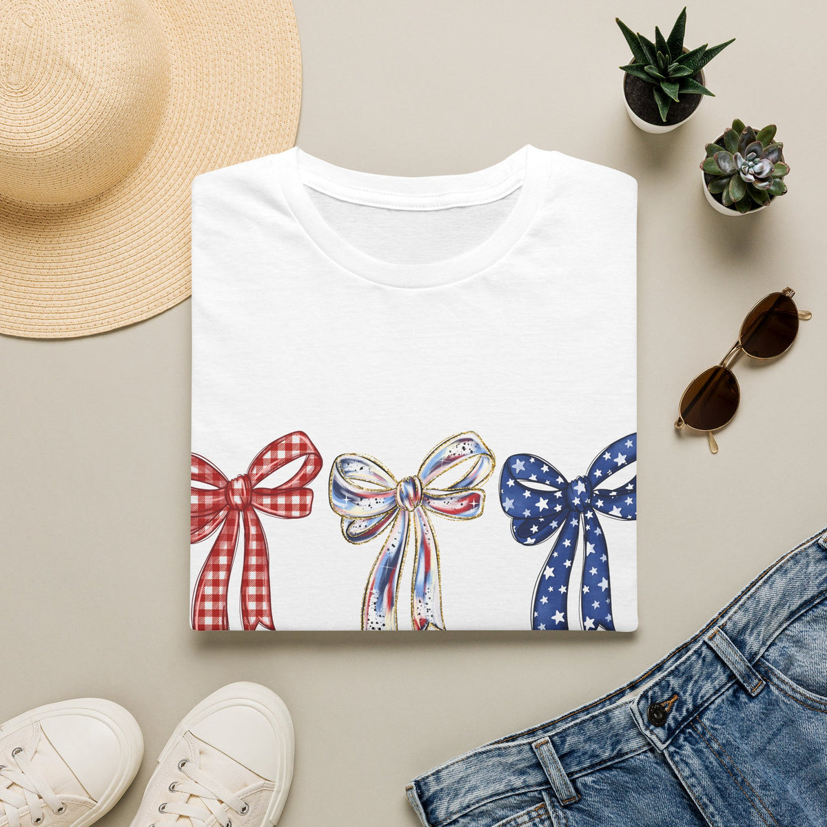 Patriotic Red White & Blue Bow T-Shirt