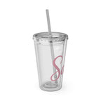 16oz Salty Palm Tumbler with Straw – Clear Beach-Inspired Reusable Cup