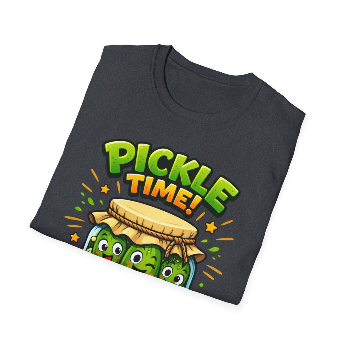 Adult Unisex Pickle Time T-Shirt — Cute Cartoon Pickle Jar Tee