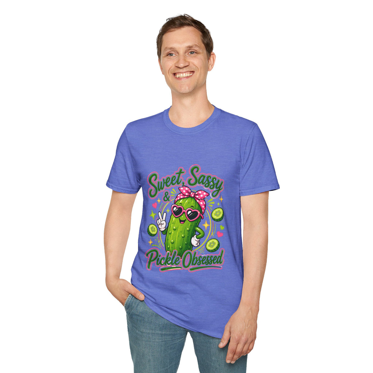 Sweet Sassy Pickle T-Shirt — "Sweet, Sassy & Pickle Obsessed" Cute Cactus/Pickle Graphic Tee