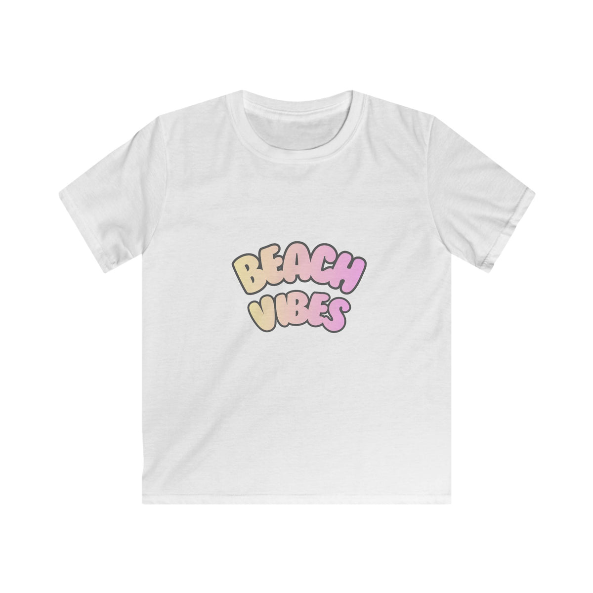 Kids Tee — 'Beach Vibes' Pastel Graphic Summer T‑Shirt for Girls & Boys