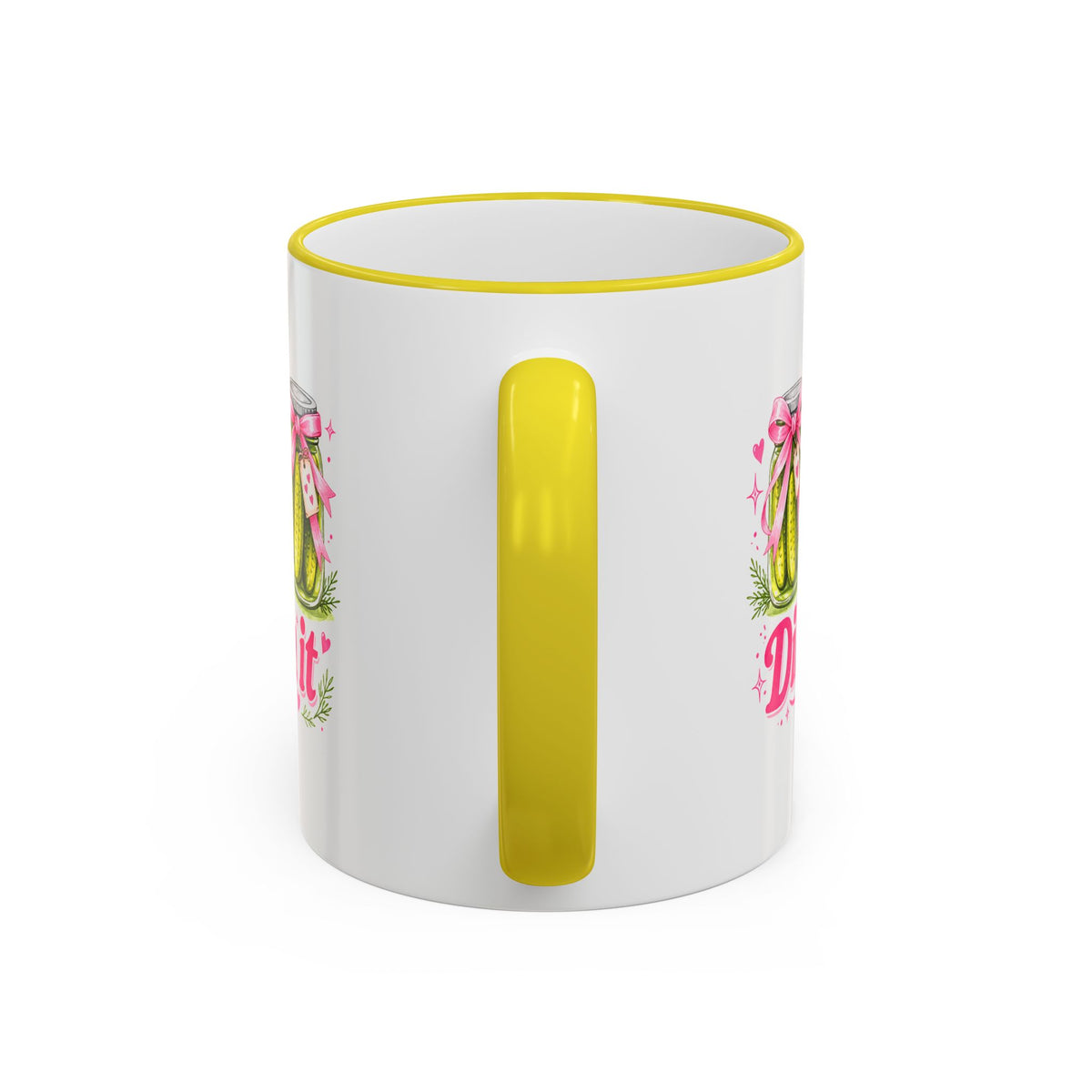 Dill With It Mug — Cute Pickle Jar Coffee Cup (Accent Rim & Handle)