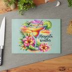 Glass Cutting Board — Margarita Weather Tropical Cocktail Design
