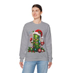 MD - Christmas Pickle Sweatshirt – Cute Holiday Pickle in Santa Hat with Candy Cane & Hot Cocoa