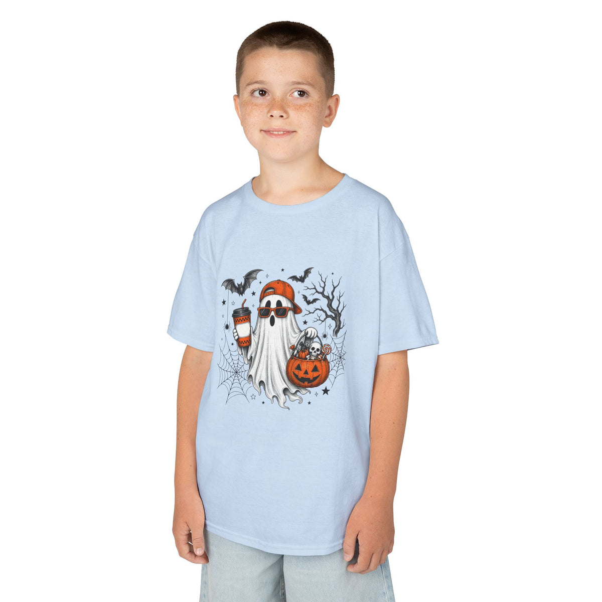 Kids Halloween Ghost Tee - Cute Pumpkin & Candy Corn Costume
