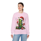 MD - Christmas Pickle Sweatshirt – Cute Holiday Pickle in Santa Hat with Candy Cane & Hot Cocoa