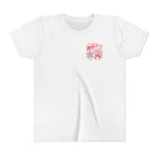 Kids Tee — Pink Seashell & Starfish Bow Graphic Shirt - Front and Back
