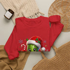 Christmas Pickle Sweatshirt – Cute Santa Hat Pickle with Candy Cane & Hot Cocoa
