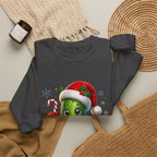 Christmas Pickle Sweatshirt – Cute Santa Hat Pickle with Candy Cane & Hot Cocoa