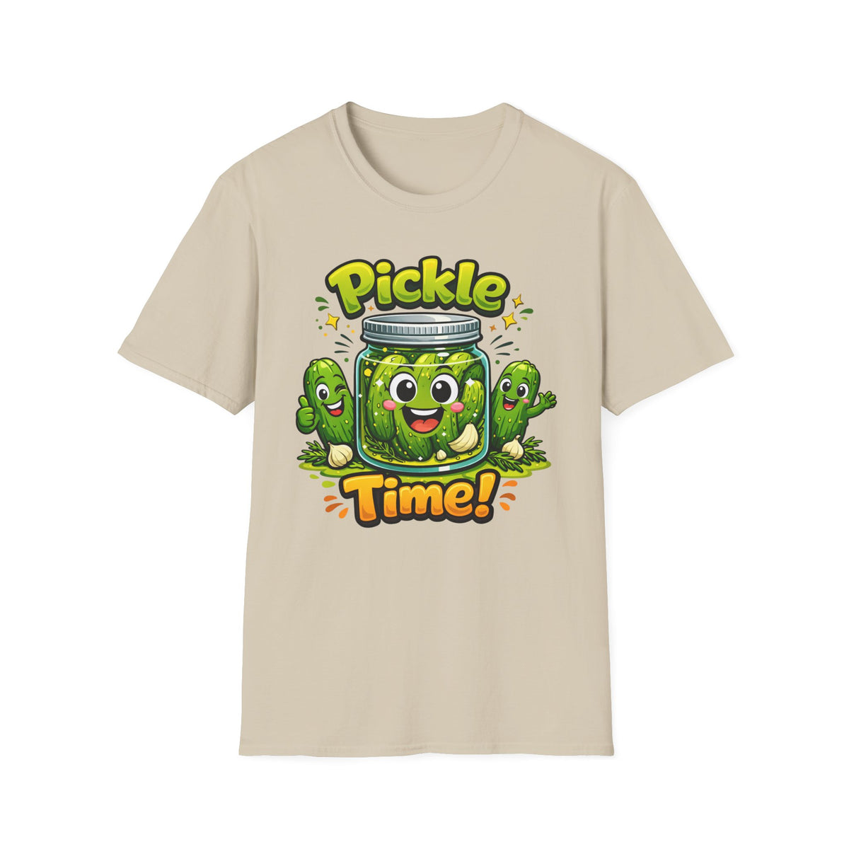 Pickle Time T-Shirt — Cute Cartoon Pickle Jar Graphic Tee