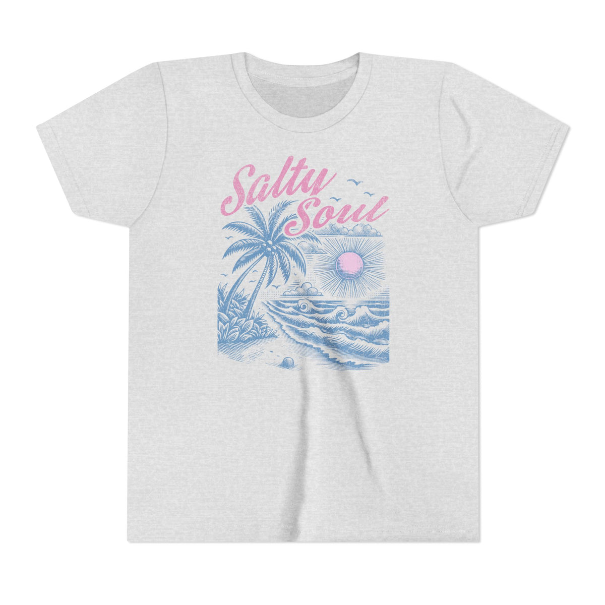 Kids Tee - "Salty Soul" Pastel Beach Palm Graphic
