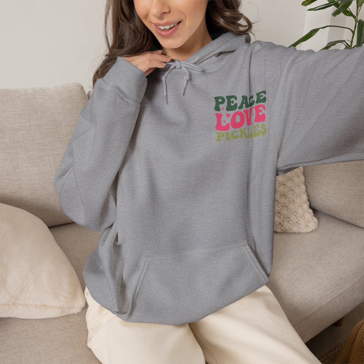 Peace Love Pickles Hoodie — Retro Groovy Graphic Hoodie