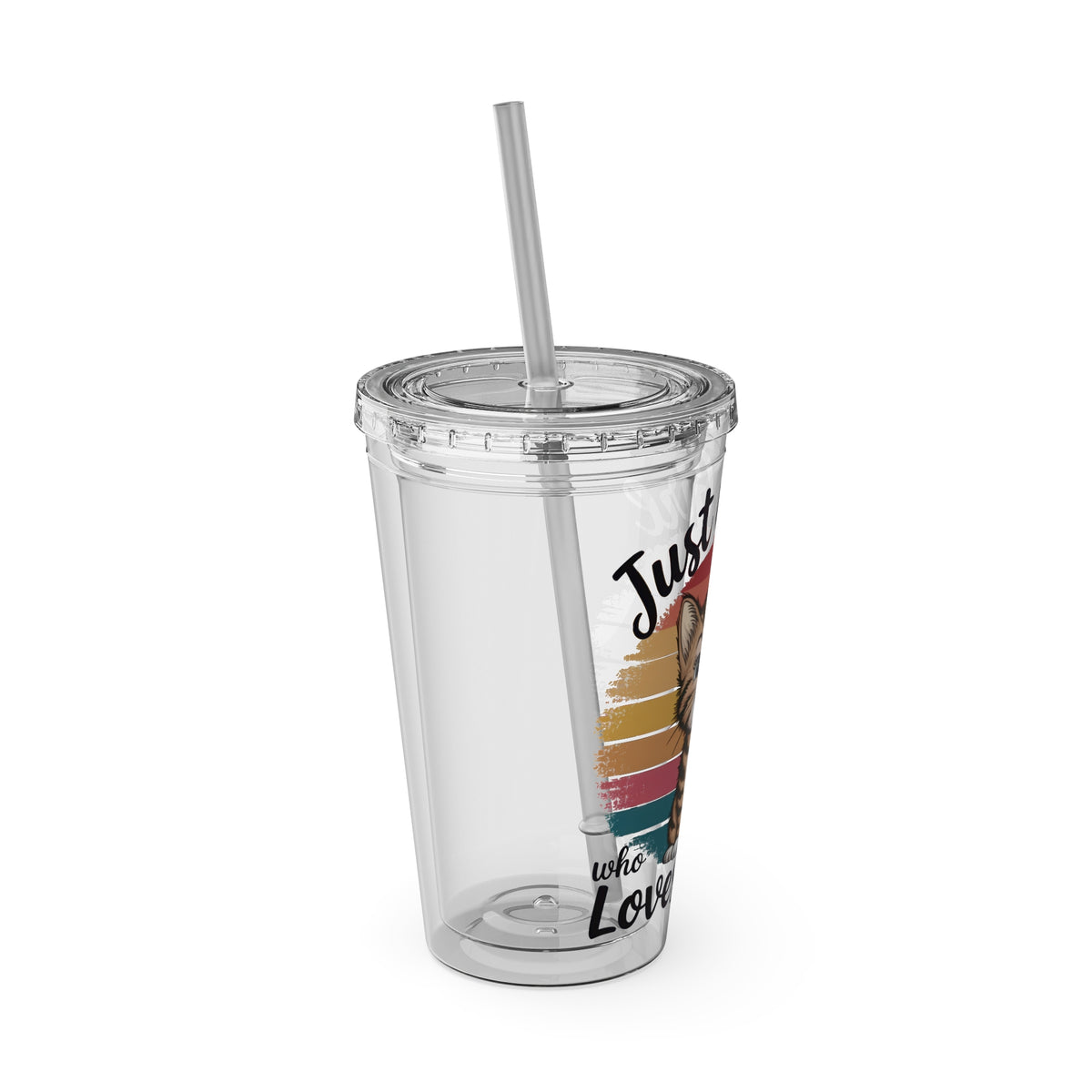Cat Lover Tumbler 16oz — "Just a Girl Who Loves Cats" Stainless Straw Cup