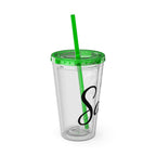 Salty Palm 16oz Tumbler with Straw — Clear Beach Insulated Cup