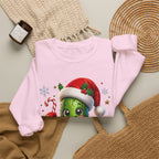 MD - Christmas Pickle Sweatshirt – Cute Holiday Pickle in Santa Hat with Candy Cane & Hot Cocoa