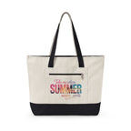 Canvas Tote Bag — "Take Me Where Summer Never Ends" Colorful Beach Tote
