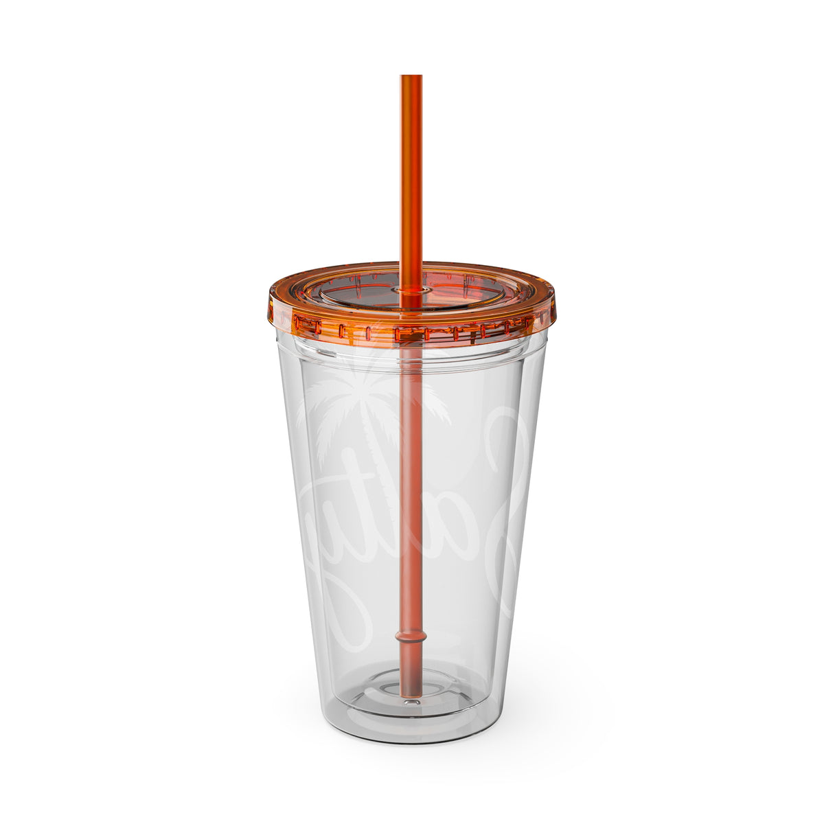 Salty Palm 16oz Tumbler with Straw — Clear Beach Insulated Cup