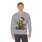 MD - Christmas Pickle Sweatshirt – Cute Holiday Pickle in Santa Hat with Candy Cane & Hot Cocoa