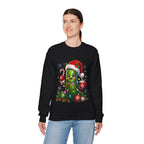 Christmas Pickle Sweatshirt – Cute Santa Hat Pickle with Candy Cane & Hot Cocoa