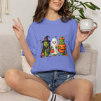 Halloween Trio T-Shirt — Cute Witch, Ghost & Pumpkin Costume Tee
