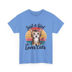 Just a Girl Who Loves Cats T-Shirt — Cute Kitten Retro Sunset Tee for Cat Lovers