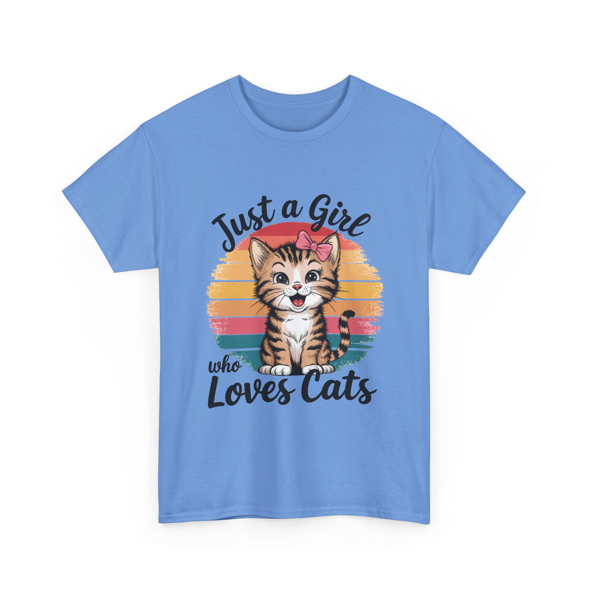 Just a Girl Who Loves Cats T-Shirt — Cute Kitten Retro Sunset Tee for Cat Lovers