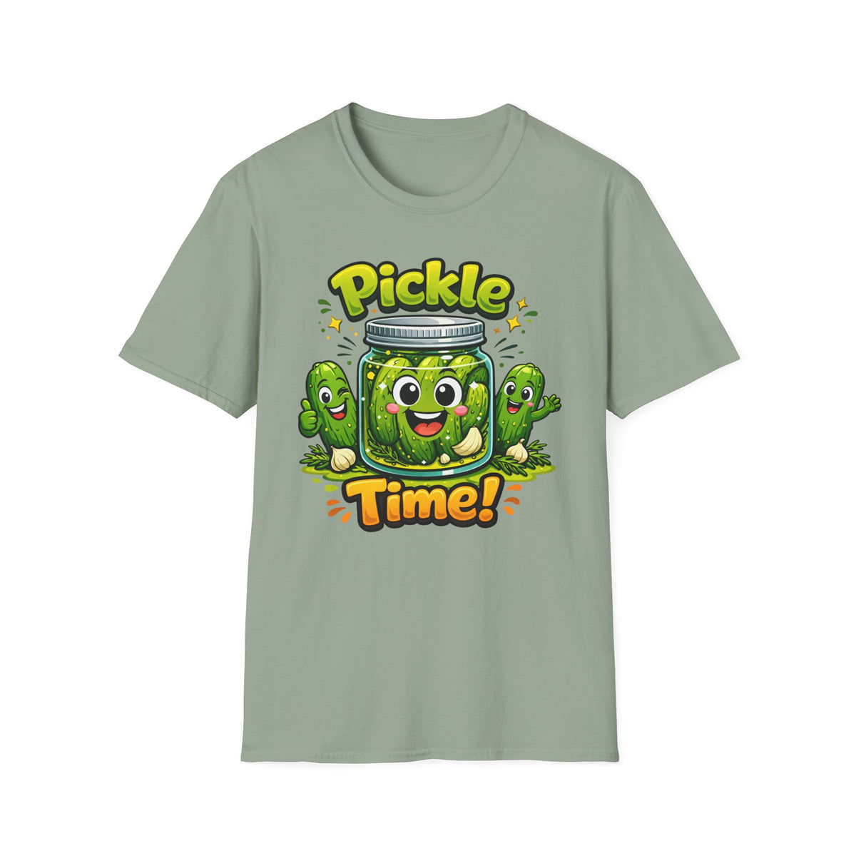Pickle Time T-Shirt — Cute Cartoon Pickle Jar Graphic Tee
