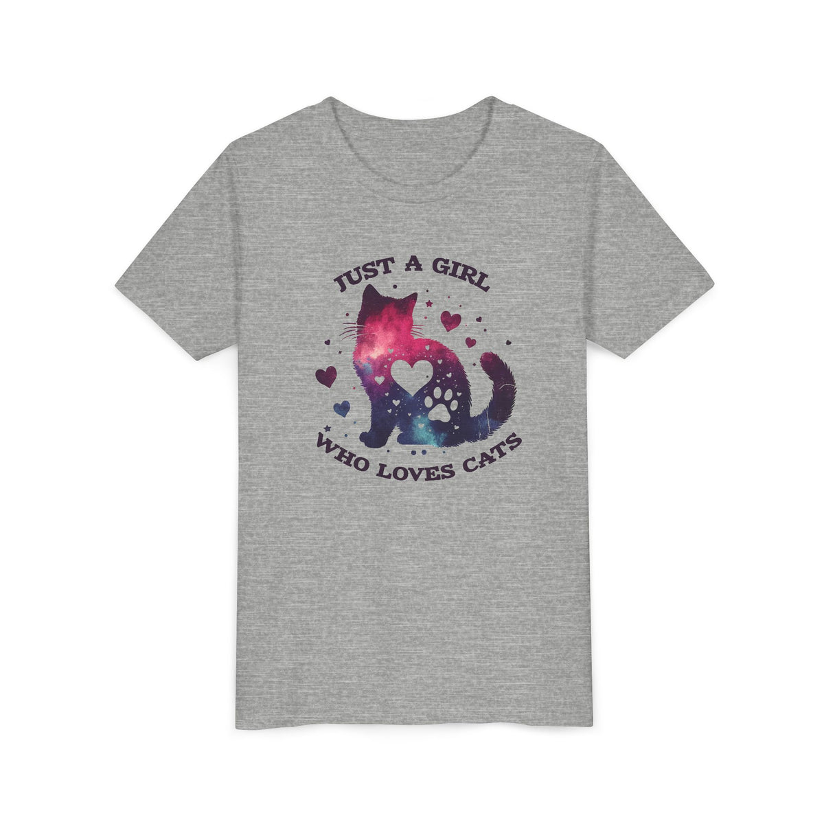 Kids Tee — "Just a Girl Who Loves Cats" Galaxy Cat Kids T‑Shirt